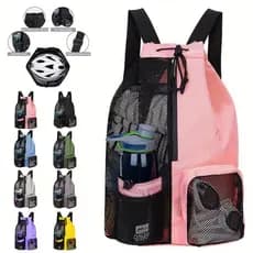 Saco de natação malha cordão mochila cinta saco molhado mochila praia