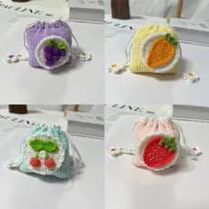 Bonito saco de moedas tecido à mão tecido feminino lã crochê cordão saco Mini bolso de armazenamento de moedas produto a