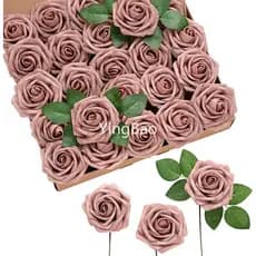 25pcs Rose Flores Artificiais Realistas Rosas Dusty Falso Espuma Rose Bulk para DIY Casamento Buquês de Dia Dos Namorado