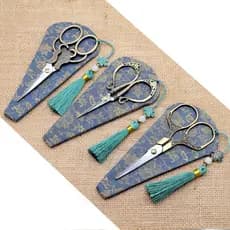 Costura Tesoura Vintage Conjunto Escolar Bordada Artesanal DIY Com Mangas E Borlas , Corte Fácil De Tecido De Serapilhei