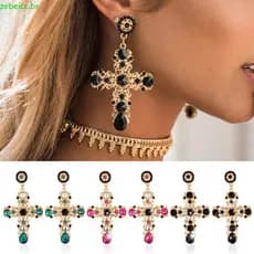 zebeicc Elegante Para Cruz Boho Feminino Senhora Strass Pendurado Gota Orelha De