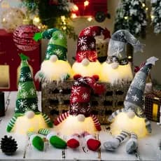Boneca De Natal Iluminada-Rudolph Rena Sem Rosto Para Decoração De Janela E Árvore