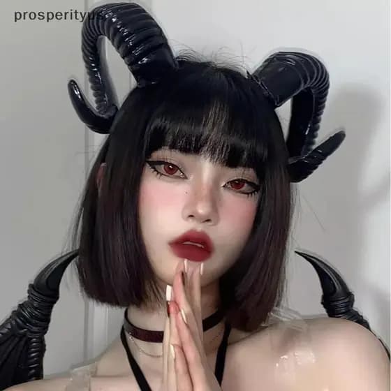 [prosperityus] 1 Peça Gótico Animal Ovelha Diabo Chifres Halloween Carnaval Festa Traje Adereços Demônio Chifre Cocar Co