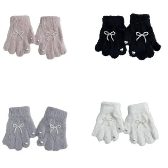 hi Luvas Femininas Com Decoração De Pérolas E Detalhes Em Laço De Malha Macias Confortáveis Para Proteções De Outono Inv