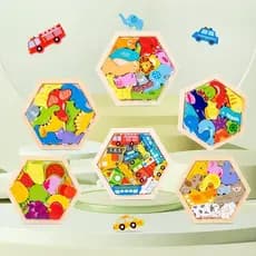 [largeloohg] Quebra-Cabeça De Madeira Crianças Brinquedo Dos Desenhos Animados Dinossauro Animal Cabeças Jogo Bebê Monte