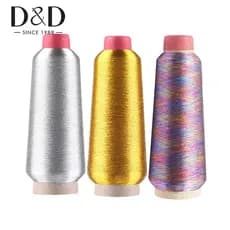 3000 Metros Tricolor Metal Sewing Thread Colored/gold/silver Máquina De Bordar Fios De Costura Com Agulha De Rosca Metál