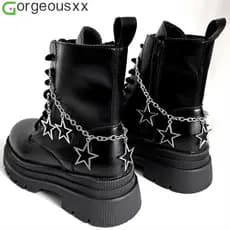 Pentagrama Exagerado Pingentes Do Coração Amor De Aço Titânio Corrente Martin Botas Acessórios Para Sapatos