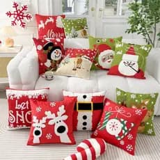 Capa de Almofada de Natal 45x45cm Bordada Capa de Almofada de Inverno Decorações de Rena Decoração de Férias para Sofá d