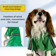 Jaqueta De Chuva Para Cães Com Tira Reflexiva , Casaco À Prova Listras , Capa D'água Elegante E Furo Trela Pequenos