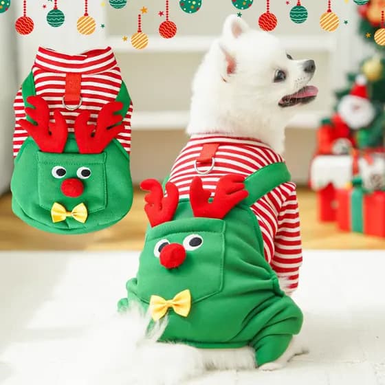 Natal Roupas Para Cães De Estimação Trajes De Papai Noel Gatos Filhote De Cachorro Elk Macacão Quentes Festa De