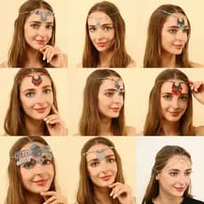 Faixa de Cabelo Feminina Corrente de Testa Moda Retro Acessório de Testa Estilo Étnico Franja Acessório de Cabelo Faixa