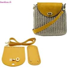 liweikeaa Kit De Acessórios Para Bolsa De Crochê Alça Ajustável Couro PU Base Inferior Artesanato