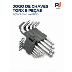 Jogo de Chave Torx 9 Peças Aço Cromo Van T10 A T50
