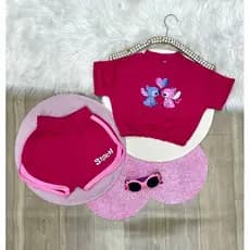 Conjunto infantil menina short e blusa Stitch (coleção verão)