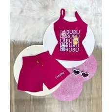 Conjunto infantil menina short e camiseta tendência verão