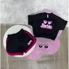 Conjunto infantil menina short e blusa barbie coleção verão