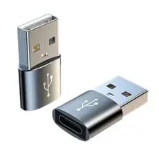 Adaptador USB tipo C 2.0 Femea para USB 2.0 Macho Conector Portatil Universal Preto Porta PC Celular