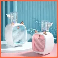 Mini Ar e Ventilador Gatinho Portatil Recarregável de Mesa com Umidificador Função de Refrigeração para Escritório sair