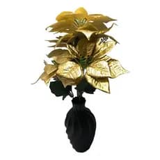 Buquê Poinsétia Artificial DouradO Metalizada Decoração Natal