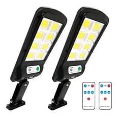 KIT 2 Refletor Solar 8 Leds Parede Luminária Sensor Controle