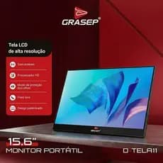 Monitor Portátil 15.6" Full HD USB-C HDMI p/ Notebook Celular Segunda Tela Ultrafino Som Plug and Play