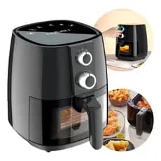Fritadeira Elétrica Air Fryer com Janela de Vidro Preta – 110V | Visor Transparente, Prática e Saudável