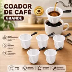 Kit com 10 ou 5 unidades coador de café de pano reutilizável sustentável Coador de Café de Pano Tradicional Grande