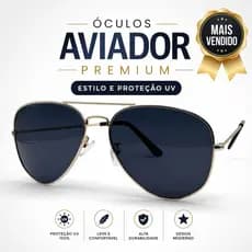 Óculos De Sol Aviador Premium Masculino Feminino UV400 Leve Confortável Luxo