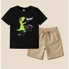 Conjunto Infantil Masculino Camiseta e short Varias estampas Dino Rooar