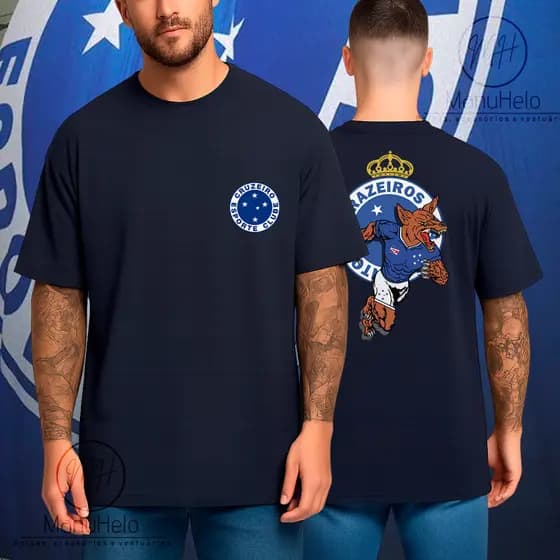 Camiseta Masculina Time Cruzeiro Futebol Jogo P ao GG