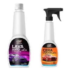 Kit Lava Carro 1 Shampoo Concentrado + 1 Cera Liquida Profissional Orbi 500ml cada