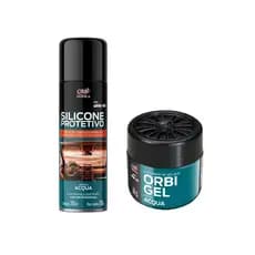 (kit) 1 silicone protetivo acqua 300ml + orbigel acqua 55g aroma refrescante para seu carro