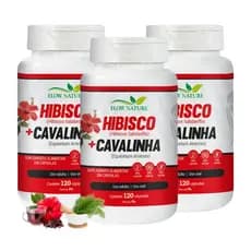 Hibisco com Cavalinha 120 Cápsulas de 500 mg - Suplemento Natural - Kits Com 1,2e3 Potes-FlowNature