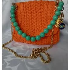 Bolsa de mão,transversal, Bolsa de crochê fio de malha