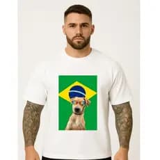Camiseta Vira-lata Caramelo Brasil - Óculos Estiloso