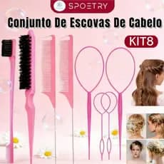8Pcs Conjunto De Escovas De Cabelo Com Trança Francesa Pentes De Rabo De Rato Itens Essenciais Para Viagem