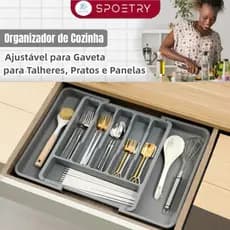 Organizador para Armário de Cozinha, Gaveteiro Grande para Pratos, Panelas e Talheres com Divisórias