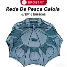 Rede De Pesca Gaiola De Camarão Dobrável Nylon Automático Guarda-chuva Forma Armadilha com 6/10 entradas