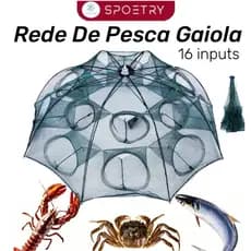 Rede De Pesca Covo Armadilha Dobrável Covo Foldable Net com 16 entradas Retrátil Guarda Chuva Isca Viva Lambari Camarão