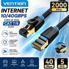Novo Vention Cabo Ethernet de Patch Cat8 SFTP com Conector banhado a ouro 40Gbps 2000MHz Super Velocidade RJ45