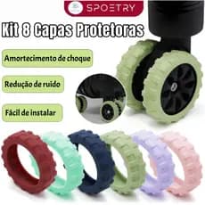 Kit 8 Capas Protetoras para Rodas de Mala - Silicone Antirruído Universal, Reduz Barulho e Desgaste  Para Kit De Malas