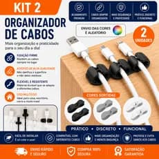 Kit Organizador de Cabos Adesivo Universal | Suporte Clipe Fixa Fios Mesa Parede Carro | Cores Sortidas