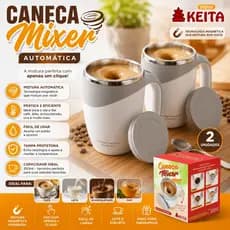 Caneca Mixer Automática Magnética 350ml Com Tampa Misturador Elétrico Café Leite Chocolate Keita