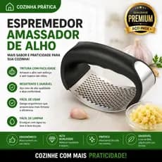 Espremedor Amassador De Alho Inox Manual Triturador Profissional Antiodor Ergonômico Cozinha Premium