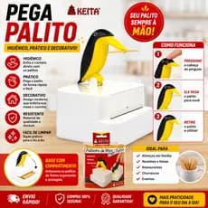 Pega Palito Automático Keita Pinguim Dispenser Porta Palitos Decorativo Higiénico Para Mesa Cozinha Churrasco