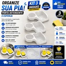 Porta Detergente e Esponja Organizador de Pia Porta Sabão Dispenser Escorredor Cozinha Preto