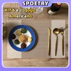 KIT Jogo Americano para Mesa Posta 6 ou 10 lugares em PVC Metalizado