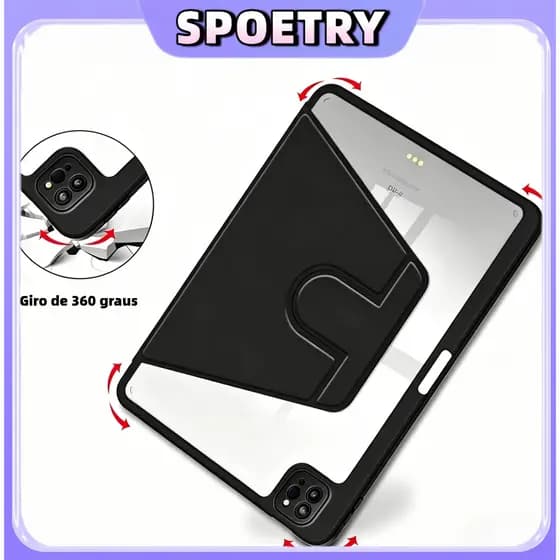 Capa de Acrílico com suporte do lápis rotação de 360 graus Compativel iPad 10 7 8 AIR 11 5 4 3 PRO 11 Qualidade Premium