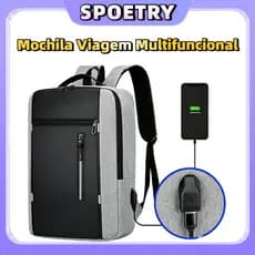 Mochila Viagem Feminina Masculinas Multifuncional Reforçada Impermeável Expansível Mochila Notebook Antifurto USB