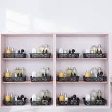 Kit C/ 10 Cesto Organizador Multiuso Gaveta Retangular Branco Rosa Cestinho